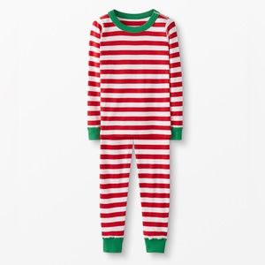 Hanna Andersson Red/White Striped Long John Pajama Set